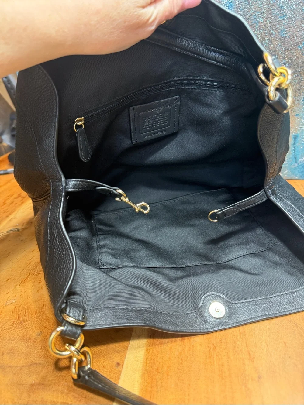 Coach Classic 2017 Lexy Black Pebble Leather Shoulder Bag Gold Hardware